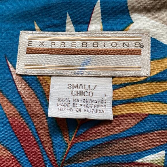 Expressions Dress Vintage Women Size Small Tropical 90s Midi Floral Button - Picture 8 of 8